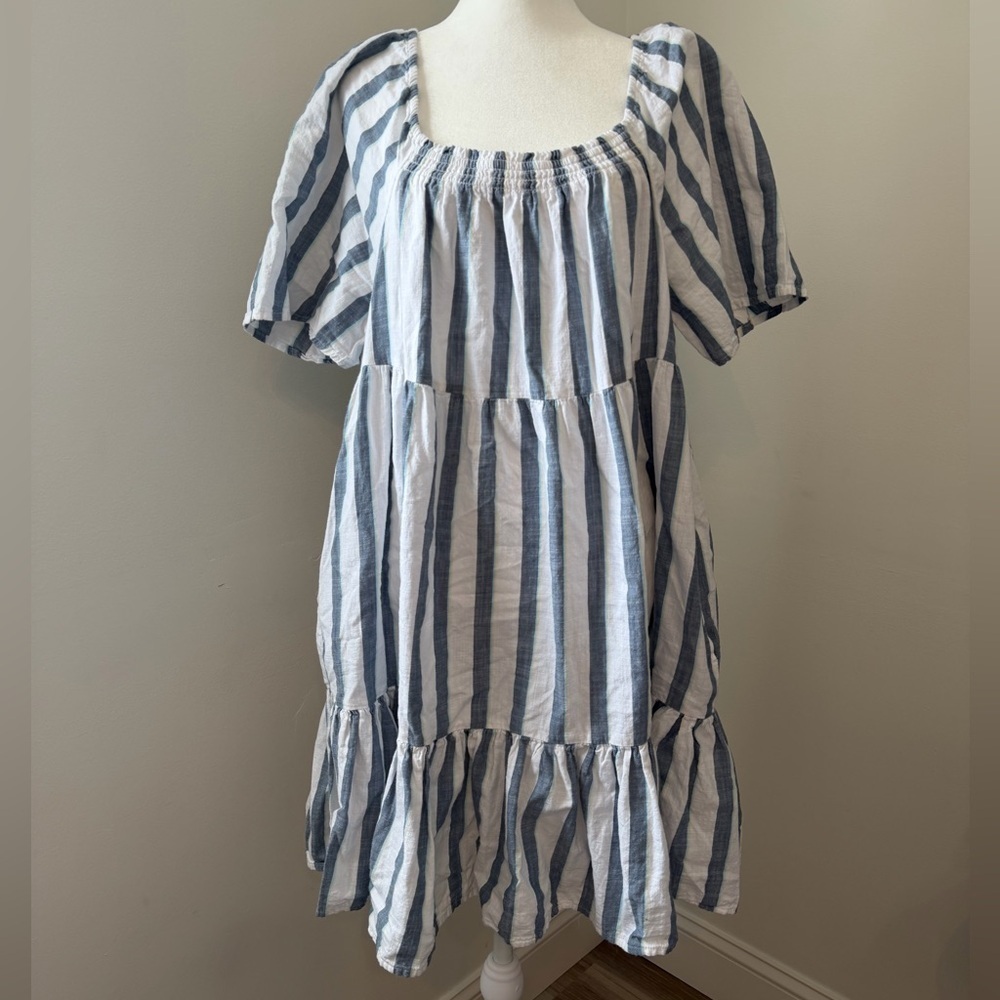 a.n.a Blue and White Striped Casual Dress